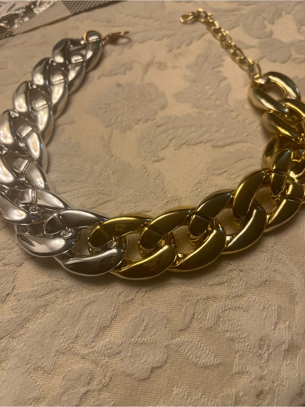 Two-Tone Gold and Silver Chunky Chain Necklace - Women Jewelry
